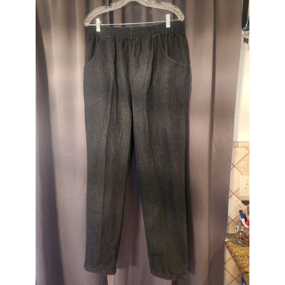 Vintage Cascade Blues Black Elastic Waist Pants Size 18 High Rise Gorpcore Mom